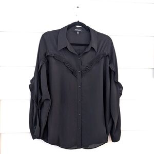 Express Black Ruffle Blouse, Western vibe, Size L